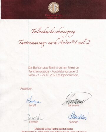 2022 10 DL Tantramassage Level 2 Kai Bohun